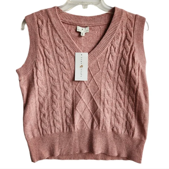 True Craft Women's Pink V Neck Sweater Vest | Size Small | NWT - Picture 8 of 8